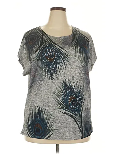 Pre-owned Lavish Short Sleeve Top Gray Scoop Neck Tops