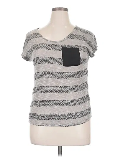 Pre-owned Lavish Short Sleeve Top Gray Scoop Neck Tops