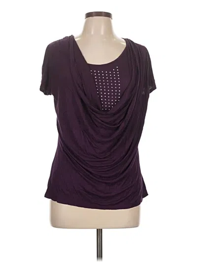Pre-owned Lavish Short Sleeve Top Purple Cowl Neck Tops