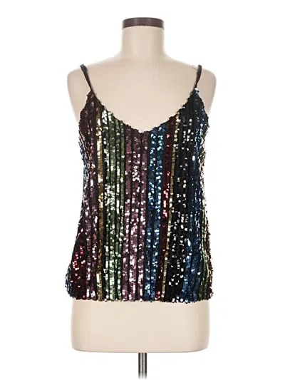 Pre-owned Lavish Sleeveless Top Black Plunge Neckline Tops