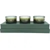 Lavune Winter Set Of 3 Votive Candles In Green