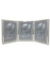 Lawrence Frames 510780t Silver Plated Double Bead Hinged Triple Picture Frame In Silver