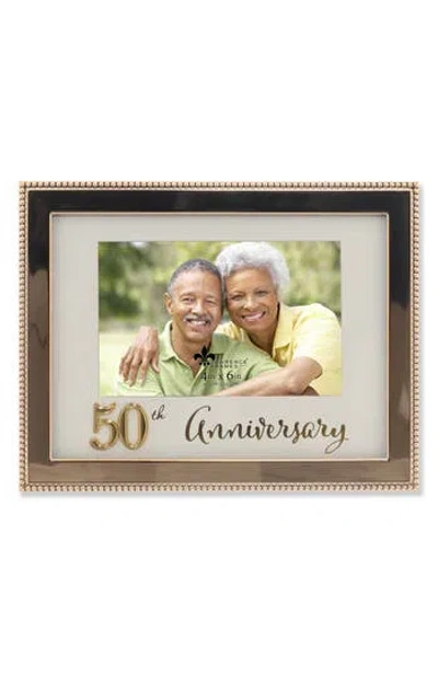 Lawrence Frames Beaded 50th Anniversary 4x6 Frame In Gold
