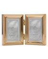 Lawrence Frames Polished Metal Hinged Double Picture Frame In Gold-tone