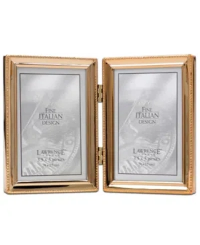 Lawrence Frames Polished Metal Hinged Double Picture Frame In Gold-tone