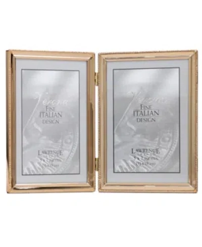Lawrence Frames Polished Metal Hinged Double Picture Frame In Gold-tone