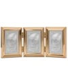 Lawrence Frames Polished Metal Hinged Triple Picture Frame In Gold-tone
