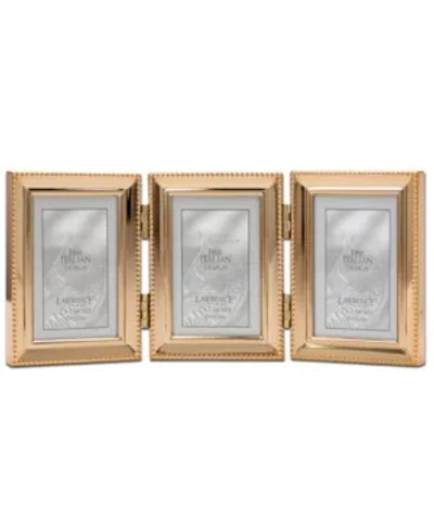 Lawrence Frames Polished Metal Hinged Triple Picture Frame In Gold-tone
