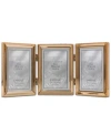 Lawrence Frames Polished Metal Hinged Triple Picture Frame In Gold-tone