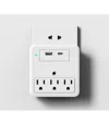 Lax Gadgets 540j Surge Protector Outlet Extender With 3 Wall Outlets And 1 Usb-c And 1 Usb-a Ports In White