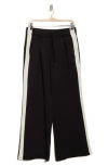 Layer 8 Archaeo Scuba Knit Pants In Rich Black/papyrus Stripe