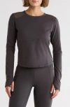 Layer 8 Mesh Long Sleeve Activewear Top In Gray