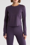 Layer 8 Mesh Long Sleeve Activewear Top In Purple