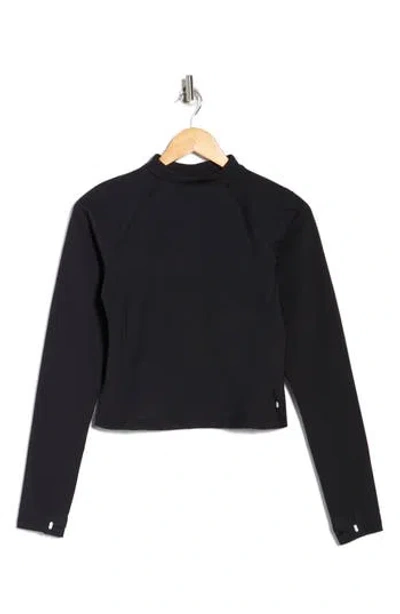 Layer 8 Power Heat Base Layer Long Sleeve Crop Pullover In Black