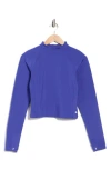 Layer 8 Power Heat Base Layer Long Sleeve Crop Pullover In Blue
