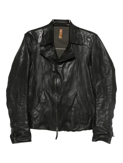 Layer Zero Zip-fastening Leather Jacket In Black