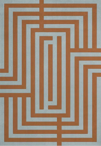 Layered 10 Year Collection Letters Teal Umber Sample 20" X 20" In Brown