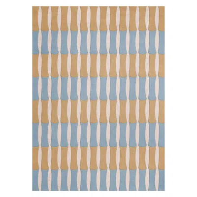 Pre-owned Layered Alice Crawley Bamboo Forrest Wool Rug In Blue By , Hand-woven
