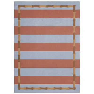 Pre-owned Layered Alice Crawley Bamboo Stripe Wool Rug By , Hand-woven In Brown