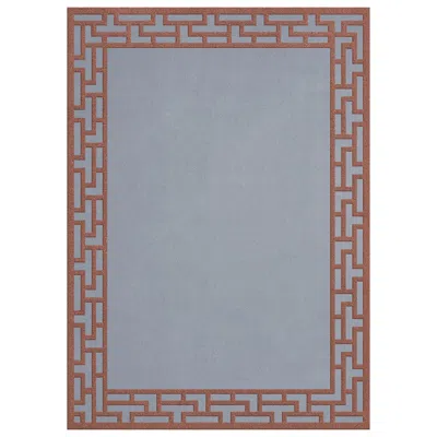 Pre-owned Layered Alice Crawley Indochine Wool Rug In Blue Rust By , Hand-woven