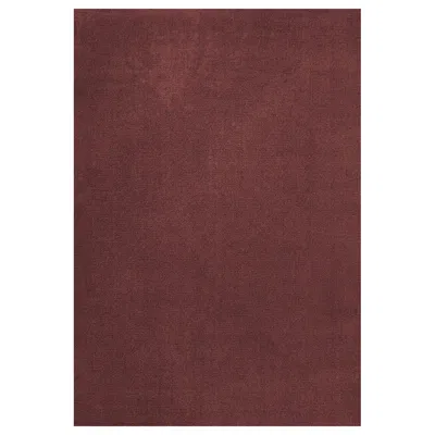 Pre-owned Layered Classic Ruby Red Wool Rug By , Hand-woven Scandinavian Design