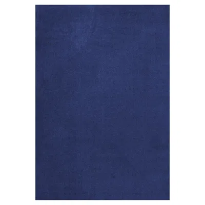 Pre-owned Layered Classic Wool Rug Blue Foncé By , Hand-woven Scandinavian Design