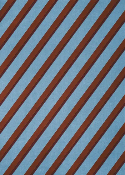 Pre-owned Layered Diagnoal Wool Rug In Sky Blue, By Teklan - Scandinavian Design