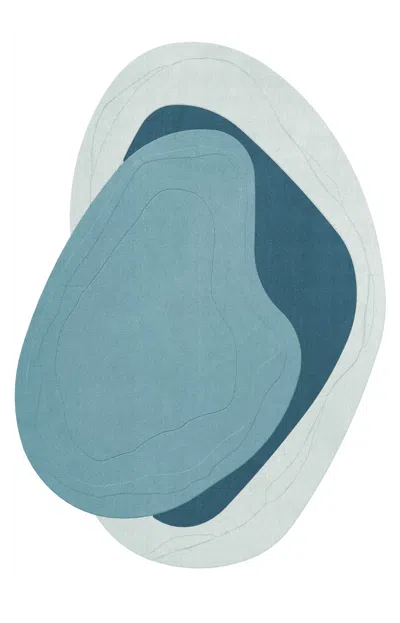 Layered Erik Bratsberg Lozza Teal Rug 7'6.5" × 9'10"