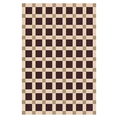 Pre-owned Layered Evelina Kroon Jute Rug In Sesame By , Handmade, Graphic Design In Sand