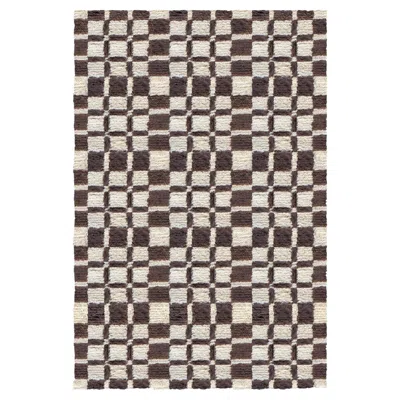Pre-owned Layered Evelina Kroon Shaggy Wool Rug In Chestnut, By  - Scandinavian Design In Brown