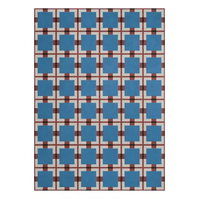 Pre-owned Layered Evelina Kroon Wool Rug In Berry Rain By , Hand-woven Modern Design In Blue