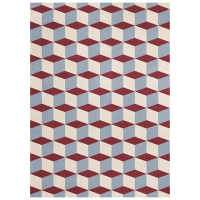 Pre-owned Layered Illusion Wool Rug In Mulberry Sky By , Hand-tufted Modern Design In Purple