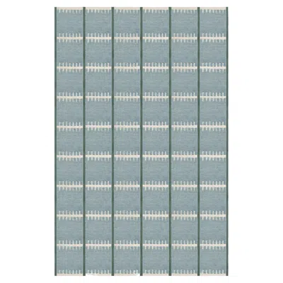 Pre-owned Layered Lilly Handcrafted Wool Rug In Blue By , Scandinavian Design