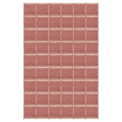 Pre-owned Layered Lilly Wool Rya Rug In Claret Red, By , Hand-woven Scandinavian Design