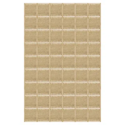 Pre-owned Layered Lilly Wool Rya Rug In Mustard Yellow, By , Hand-woven Scandinavian Design