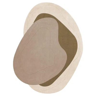 Pre-owned Layered Lozza Wool Rug In Olive By Erik Bratsberg, Scandinavian Handmade Design In Brown