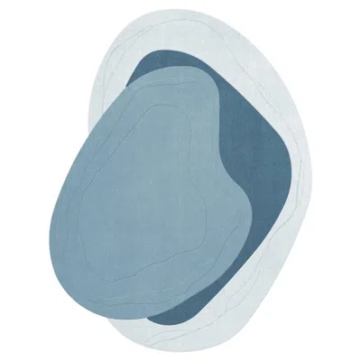Pre-owned Layered Lozza Wool Rug In Teal By Erik Bratsberg, Scandinavian Handmade Design In Green
