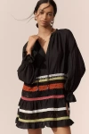 .layered Mixed Lace Tunic In Black