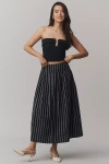 .layered Pinstripe A-line Midi Skirt In Black