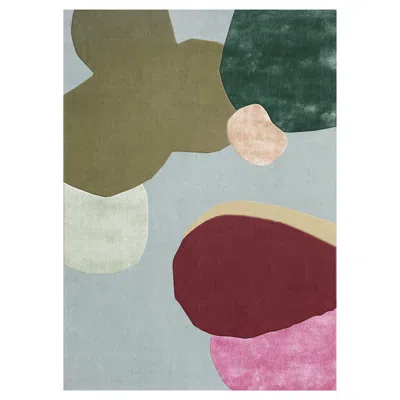 Pre-owned Layered Poppy Kalas Wool Rug In Sleeping Flower, By , Hand-woven Nordic Design In Gray