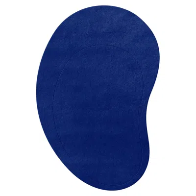 Pre-owned Layered Residue Cobalt Wool Rug By , Hand-woven Scandinavian Design In Blue