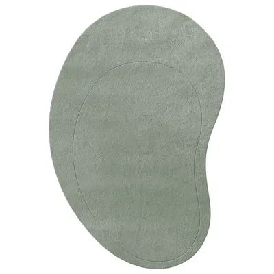 Pre-owned Layered Residue Green Wool Rug By , Hand-woven Scandinavian Design