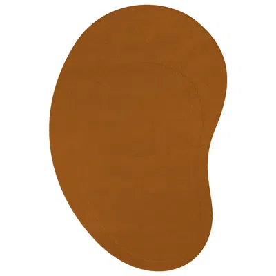 Pre-owned Layered Residue Wool Rug In Dark Ochre By , Hand-woven Scandinavian Design In Brown