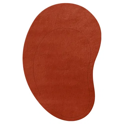 Pre-owned Layered Residue Wool Rug Tomato Red By , Hand-woven Scandinavian Design