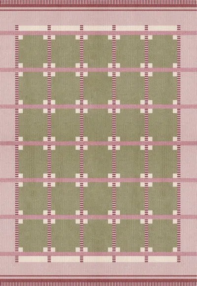 Layered Rollakan Ruth Spring Grass Sample 4" X 7" In Pink