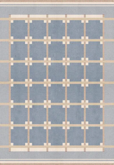 Pre-owned Layered Rollakan Ruth Wool Rug In Summer Sky, By  - Scandinavian Design In Gray