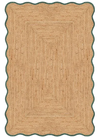 Layered Scallop Jute Dark Green Sample 20" X 20" In Brown
