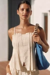 .layered Sleeveless Cotton-linen Pleated Top In White