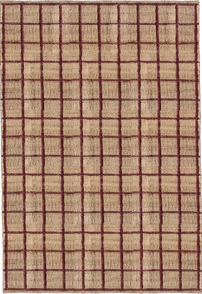 Layered Strata Braided Jute Burgundy Sample 4" X 7" In Brown