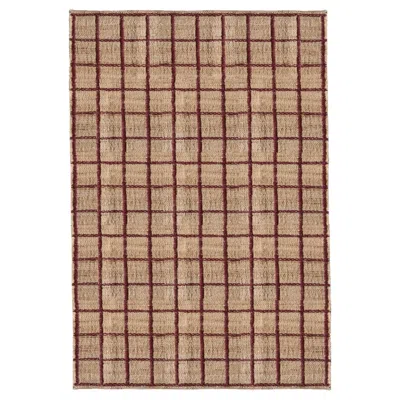 Pre-owned Layered Strata Jute Rug In Burgundy By , Scandinavian Handmade Design In Red